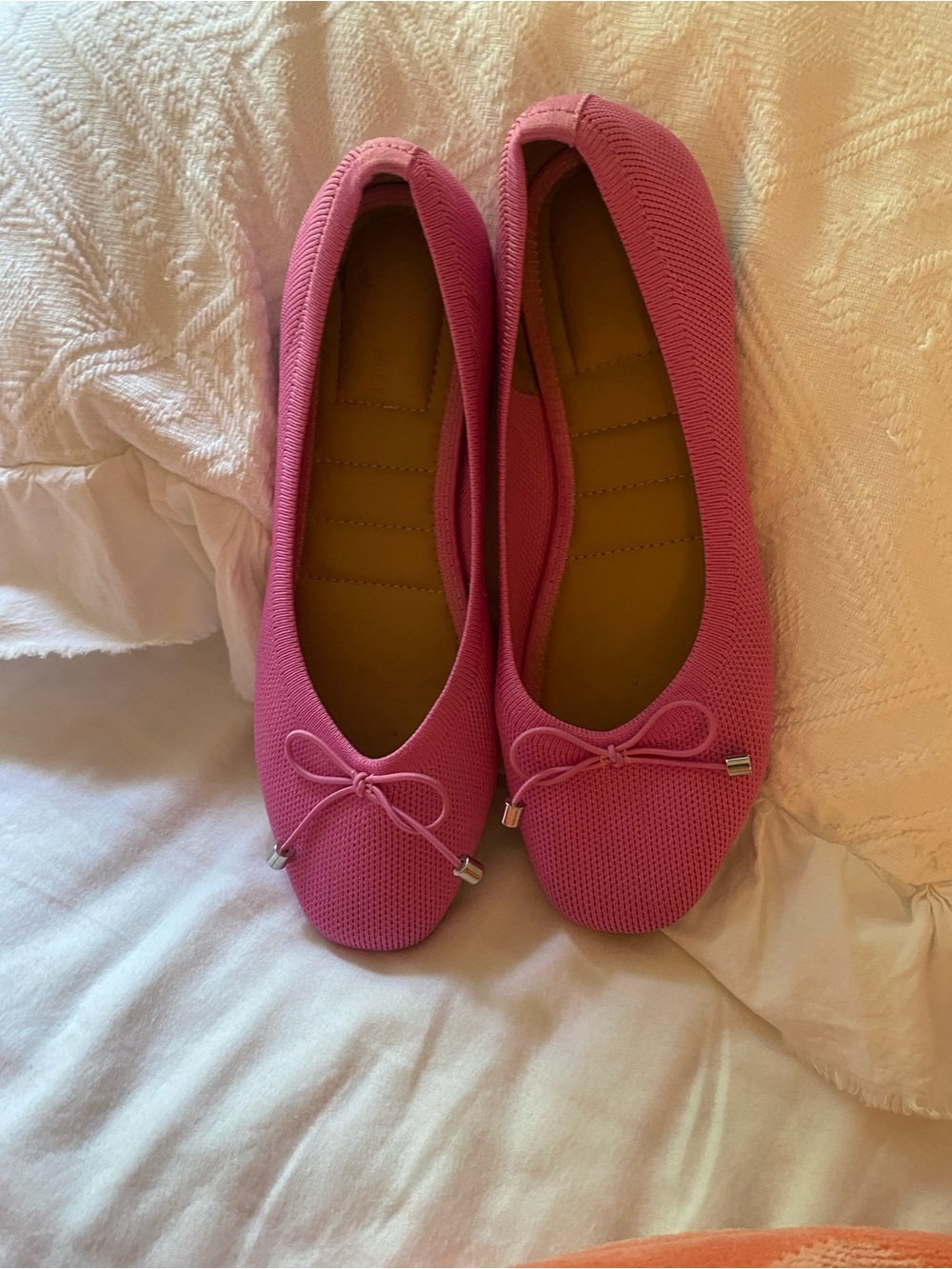 Cynthia Rowley Hot Pink Knit Ballet Flats with Bow